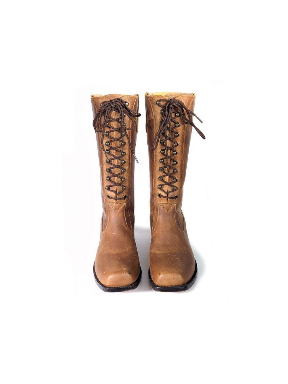 VINTAGE Liberty Boot Company Lace Up Square Toe Cowboy Boots Womens Size 8